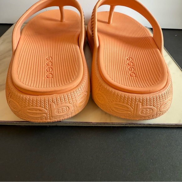 Bebe Vibrant Orange Rubbery Flip Flops - Picture 5 of 6